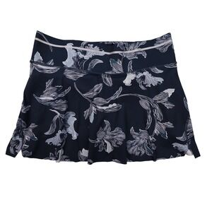 Athleta Floral Sonic Skort Women's Large Navy Blue White Tennis Golf Pickleball